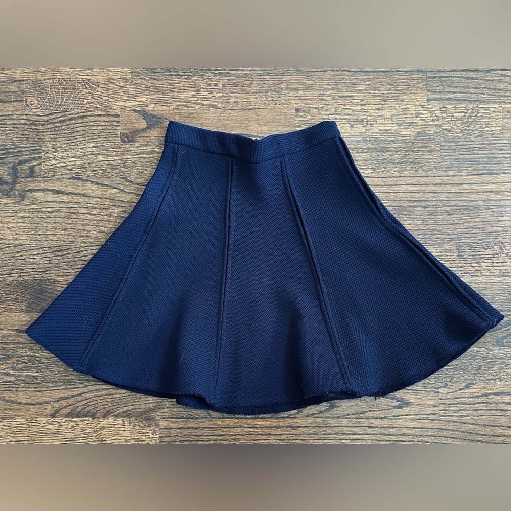 Zara Dark Navy Blue Textured Mini Skirt, Size XS